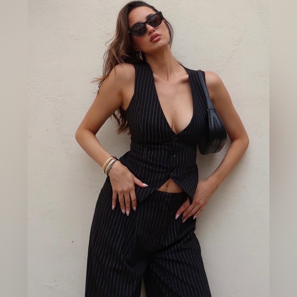 Black Pinstripe Vest